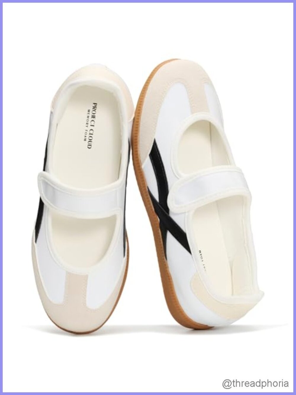 Leather Mary Jane Sneakers Memory Foam Non-Slip Comfortable Slip-On Shoes